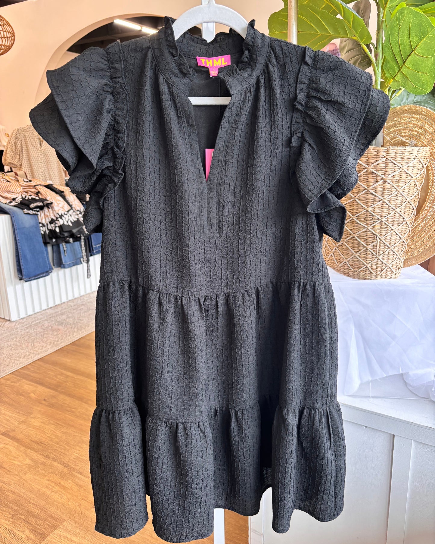 The Perfect Black Ruffle Tiered Dress