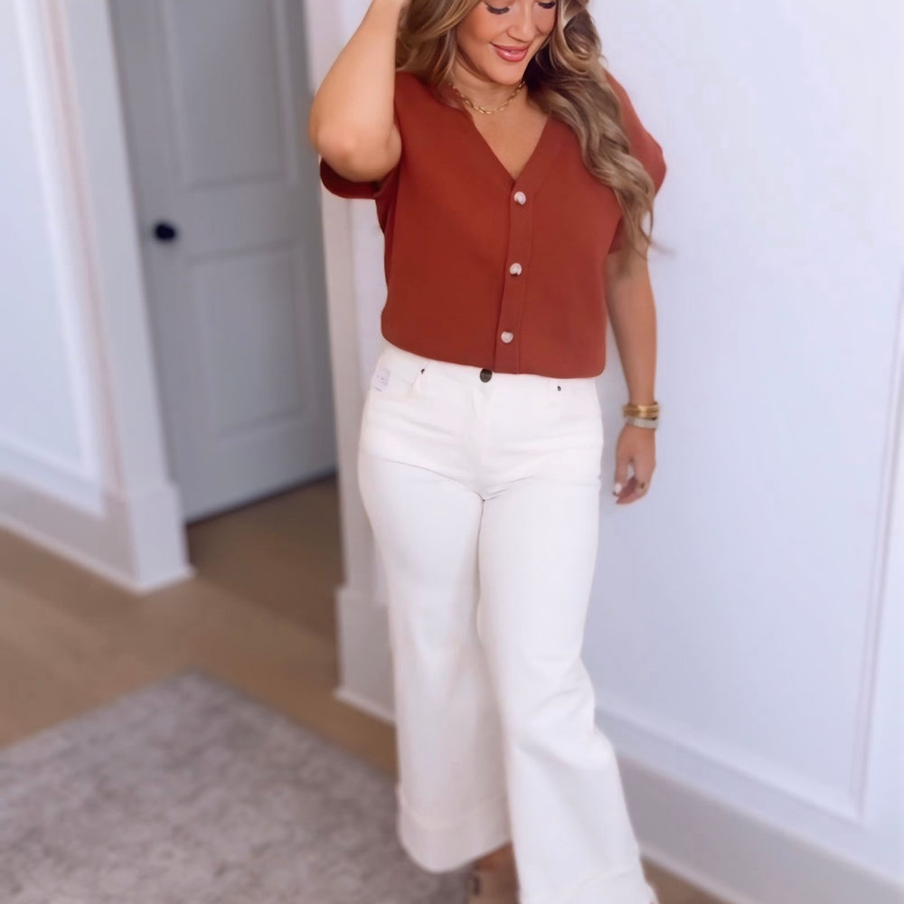 KUT- Meg High Rise Wide Leg- Cream