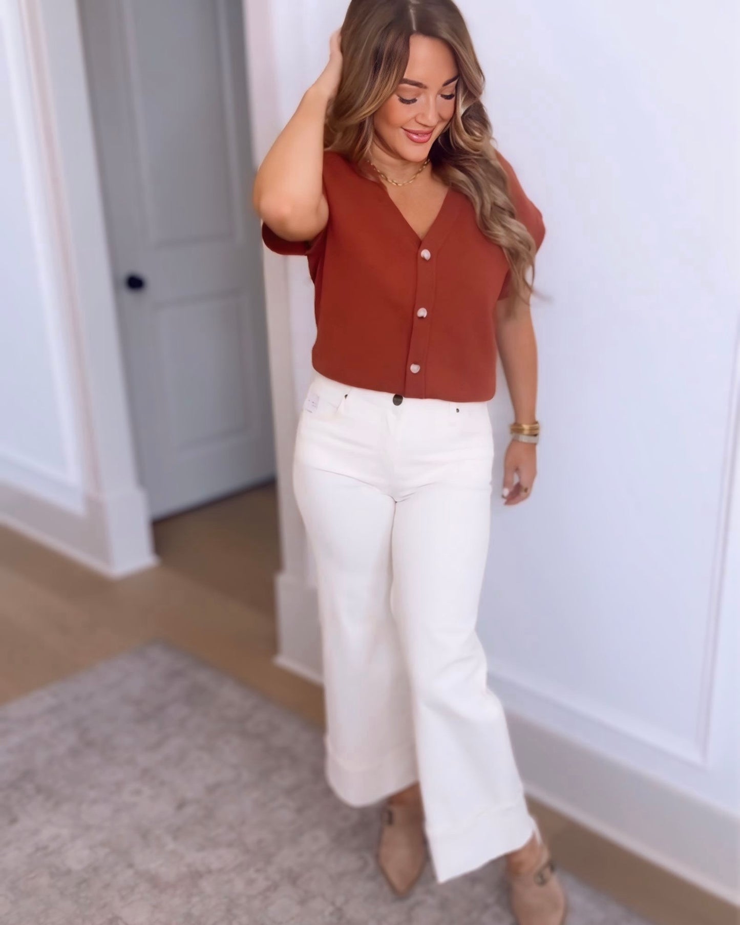 KUT- Meg High Rise Wide Leg- Cream