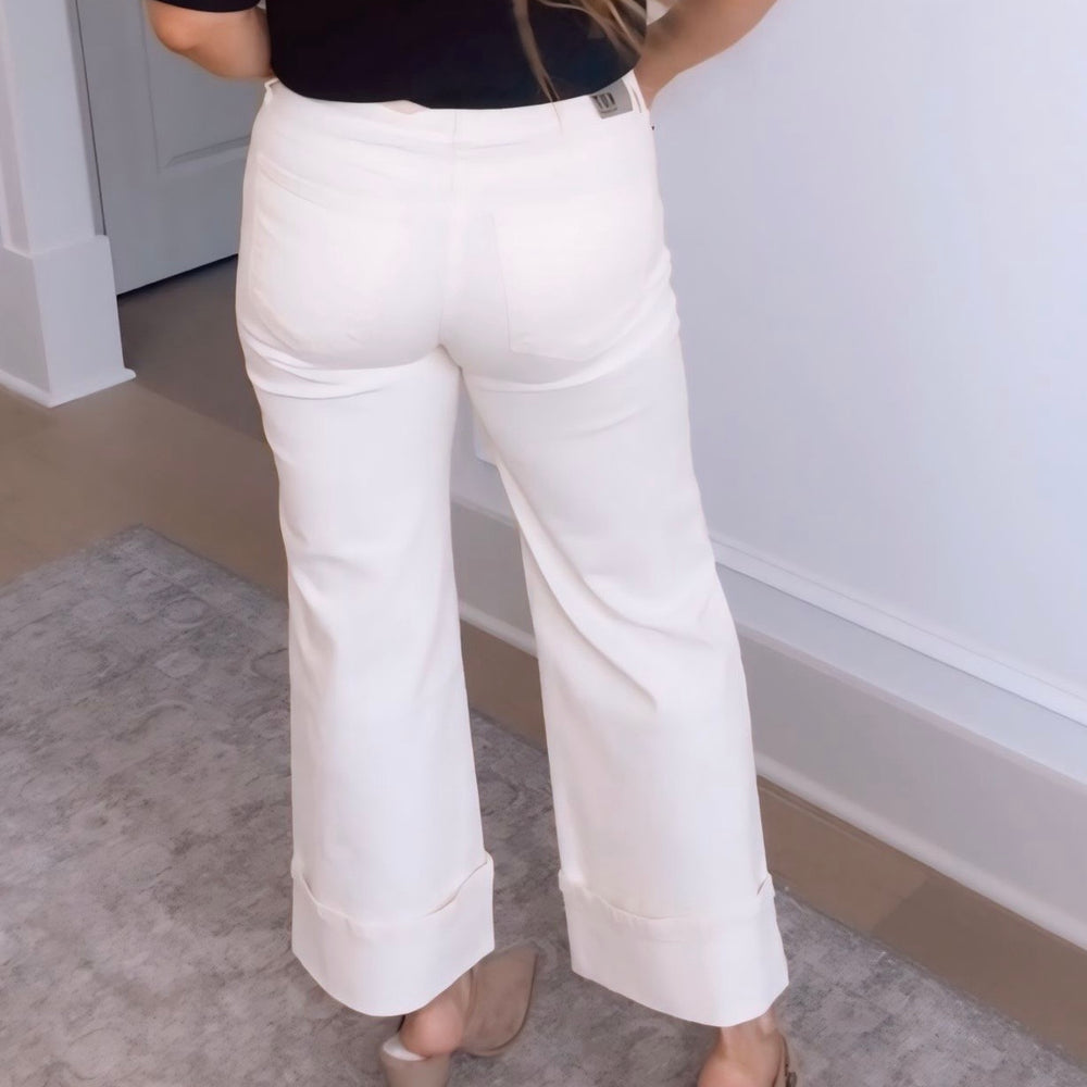 KUT- Meg High Rise Wide Leg- Cream