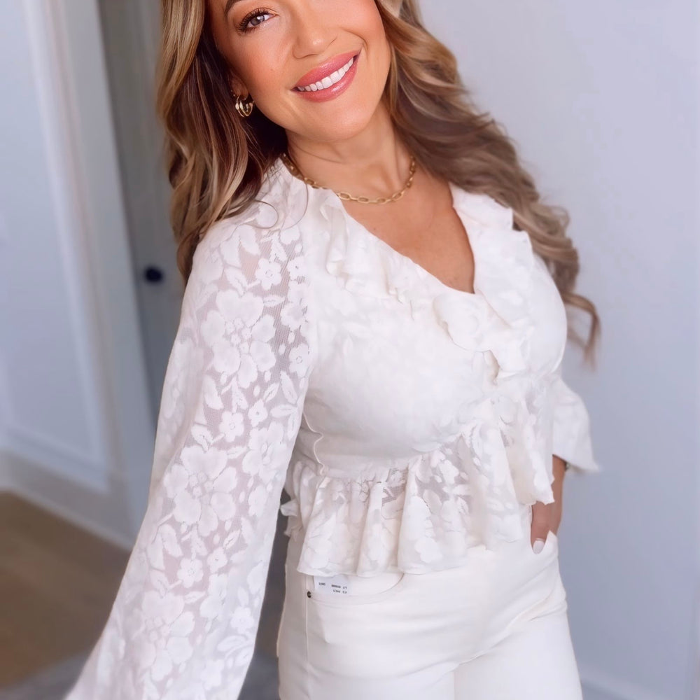 
                      
                        Lacy Ruffle Long Sleeve Top
                      
                    