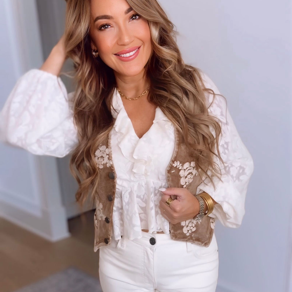 
                      
                        Lacy Ruffle Long Sleeve Top
                      
                    