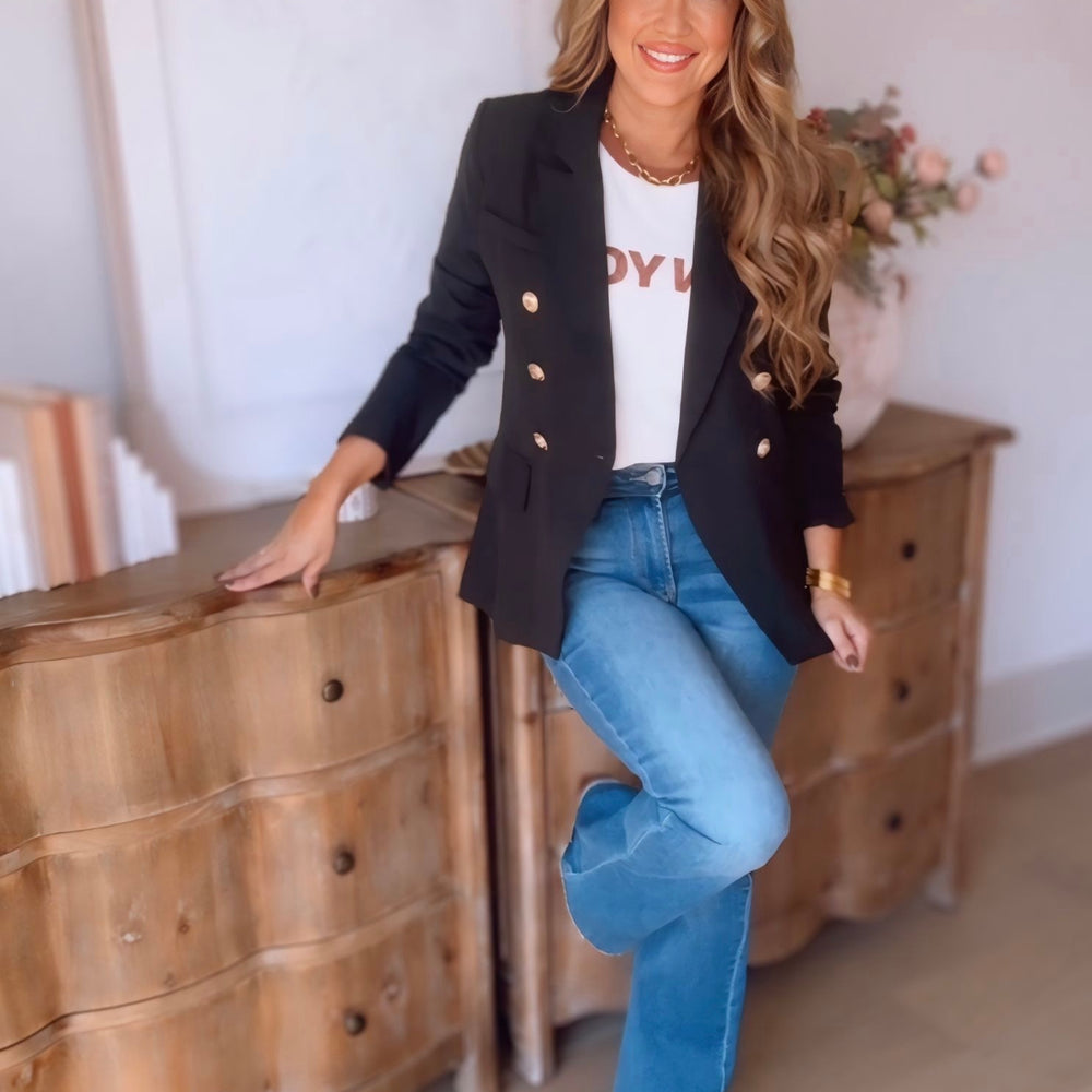 Camila Double Breasted Blazer- Black