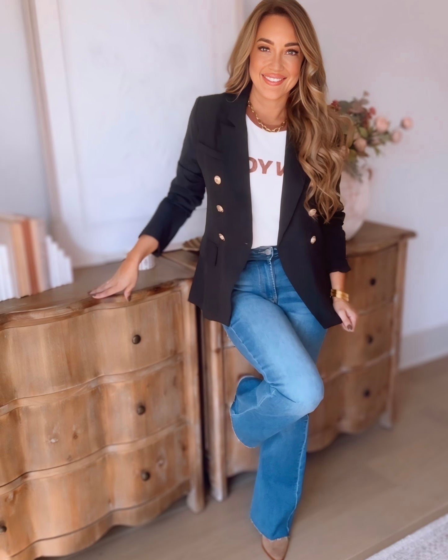 Camila Double Breasted Blazer- Black