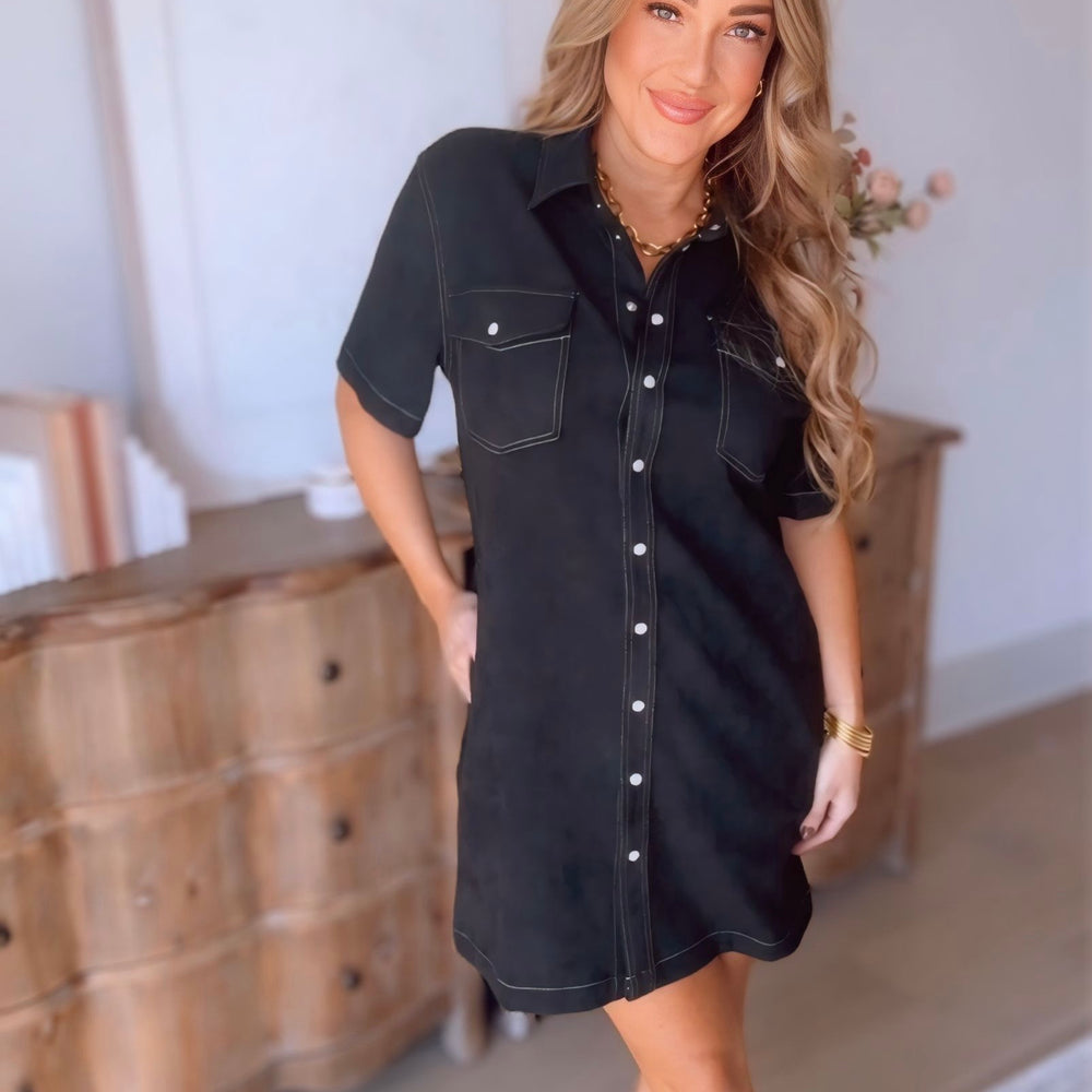 
                      
                        Waylon Suede Button Front Shirt Dress
                      
                    