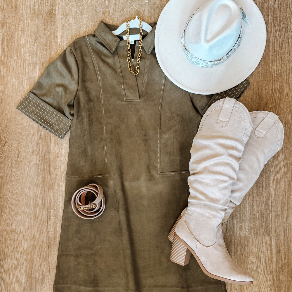 Clarke Collared Suede Dress