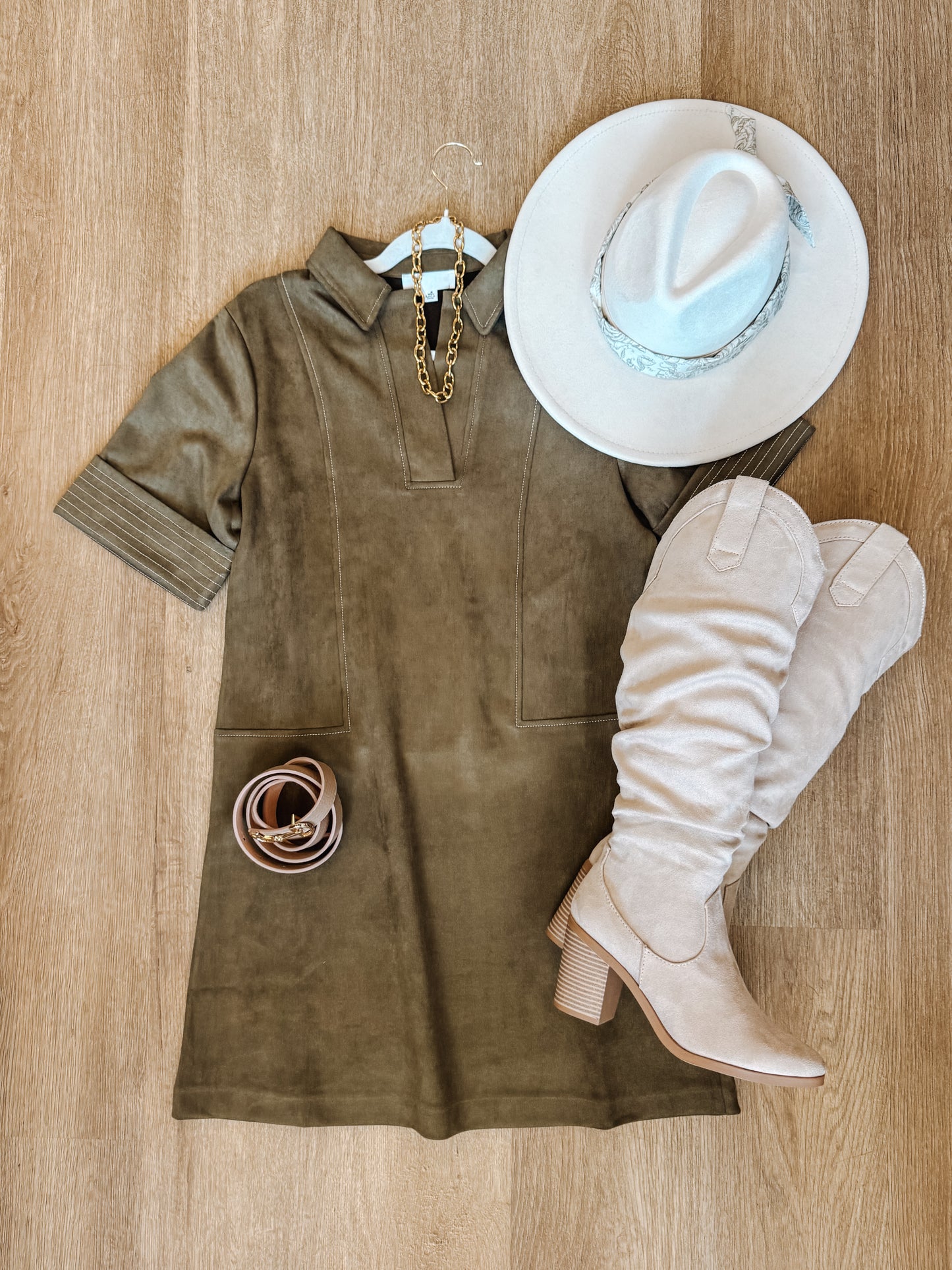 Clarke Collared Suede Dress