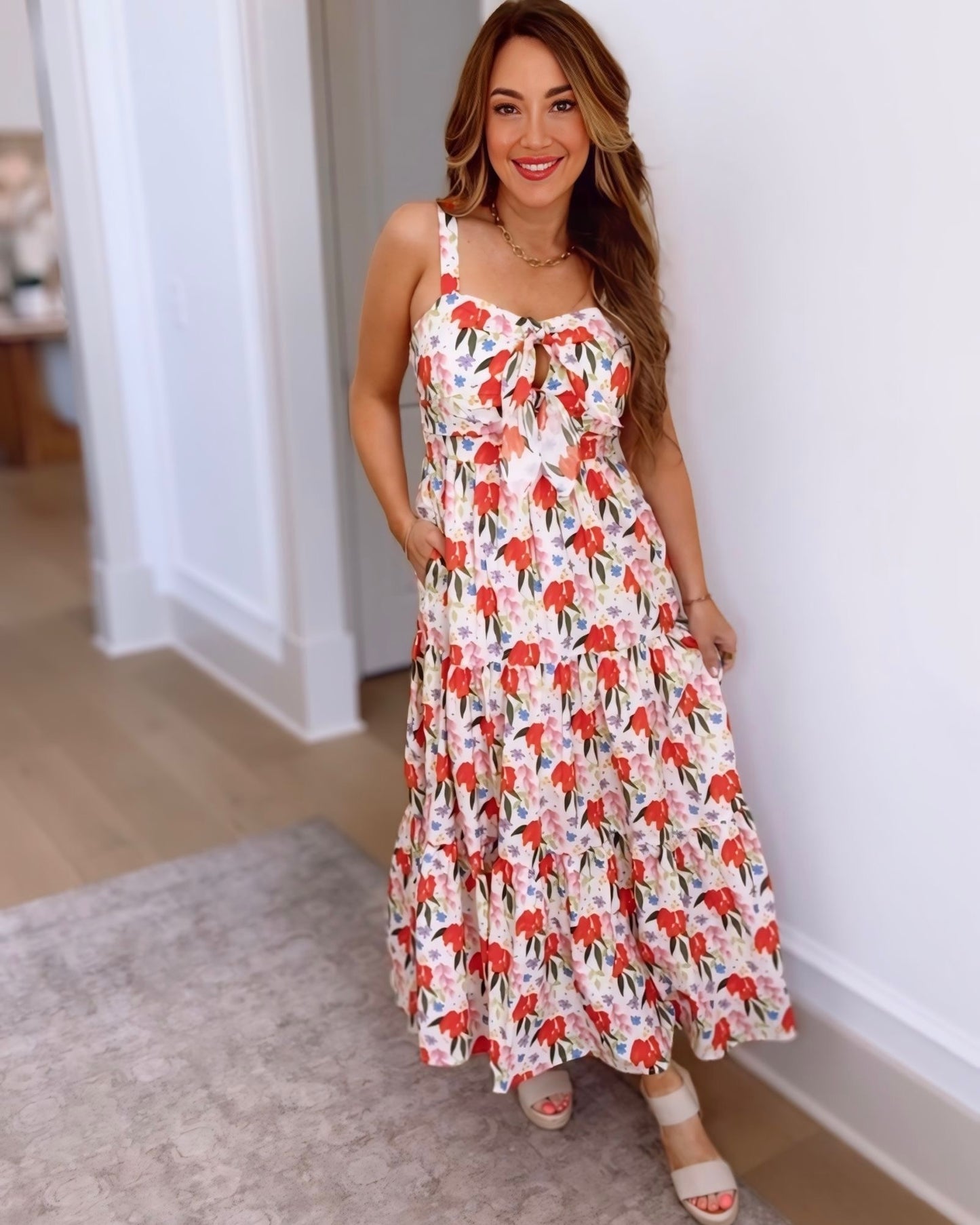 Maeve Tie Front Maxi Dress