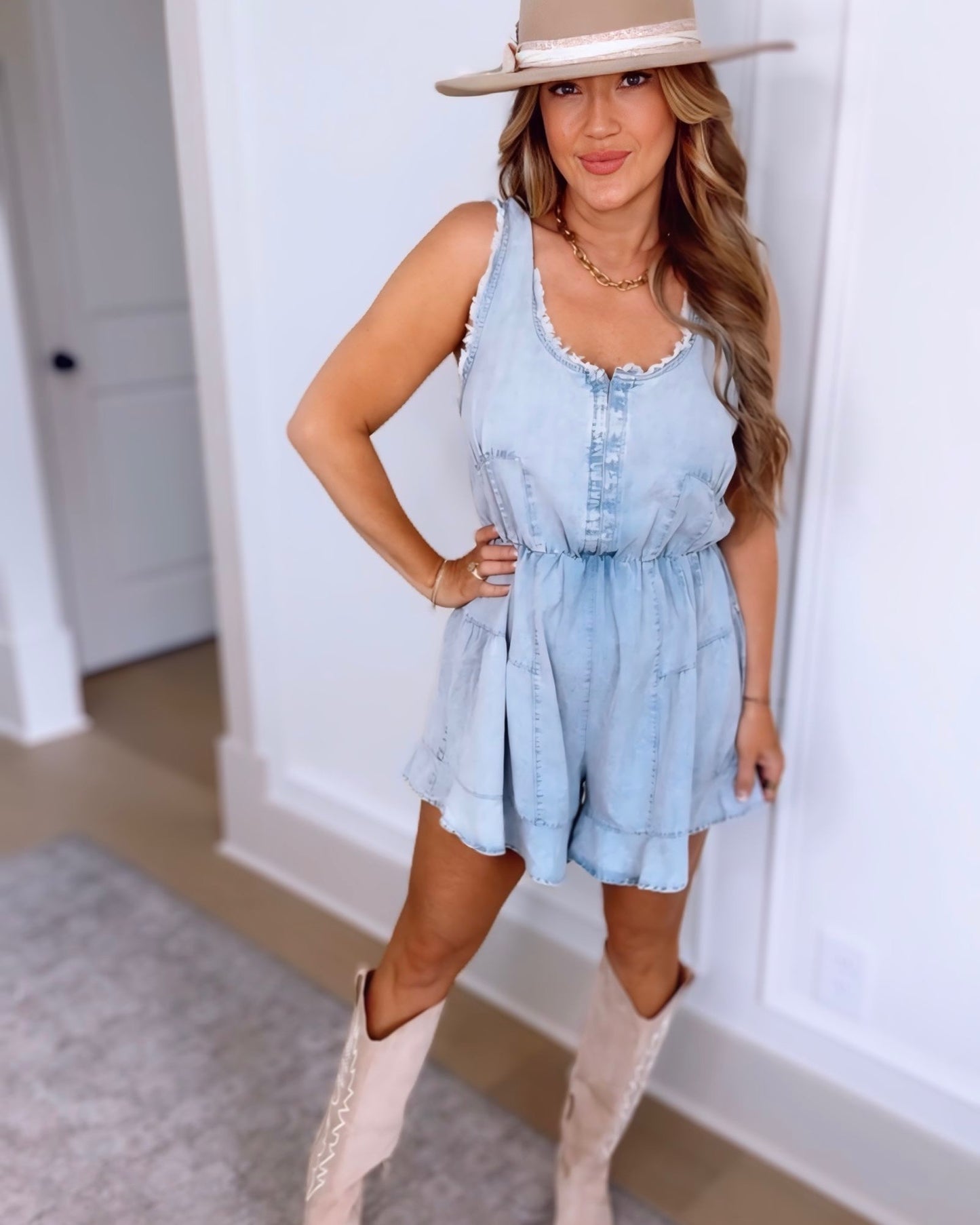 The Perfect Day Chambray Romper- 2 Colors