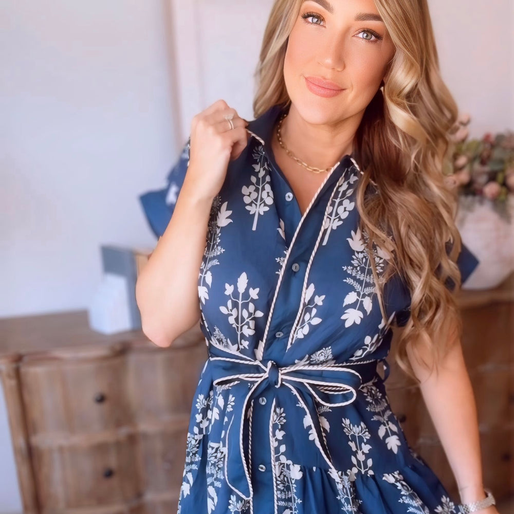 Dakota Floral Midi Tie Waist Dress