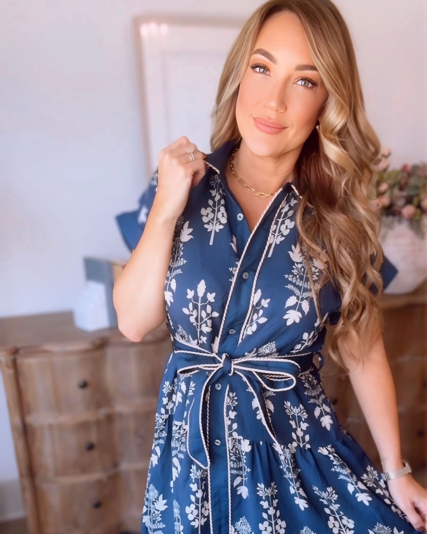 Dakota Floral Midi Tie Waist Dress