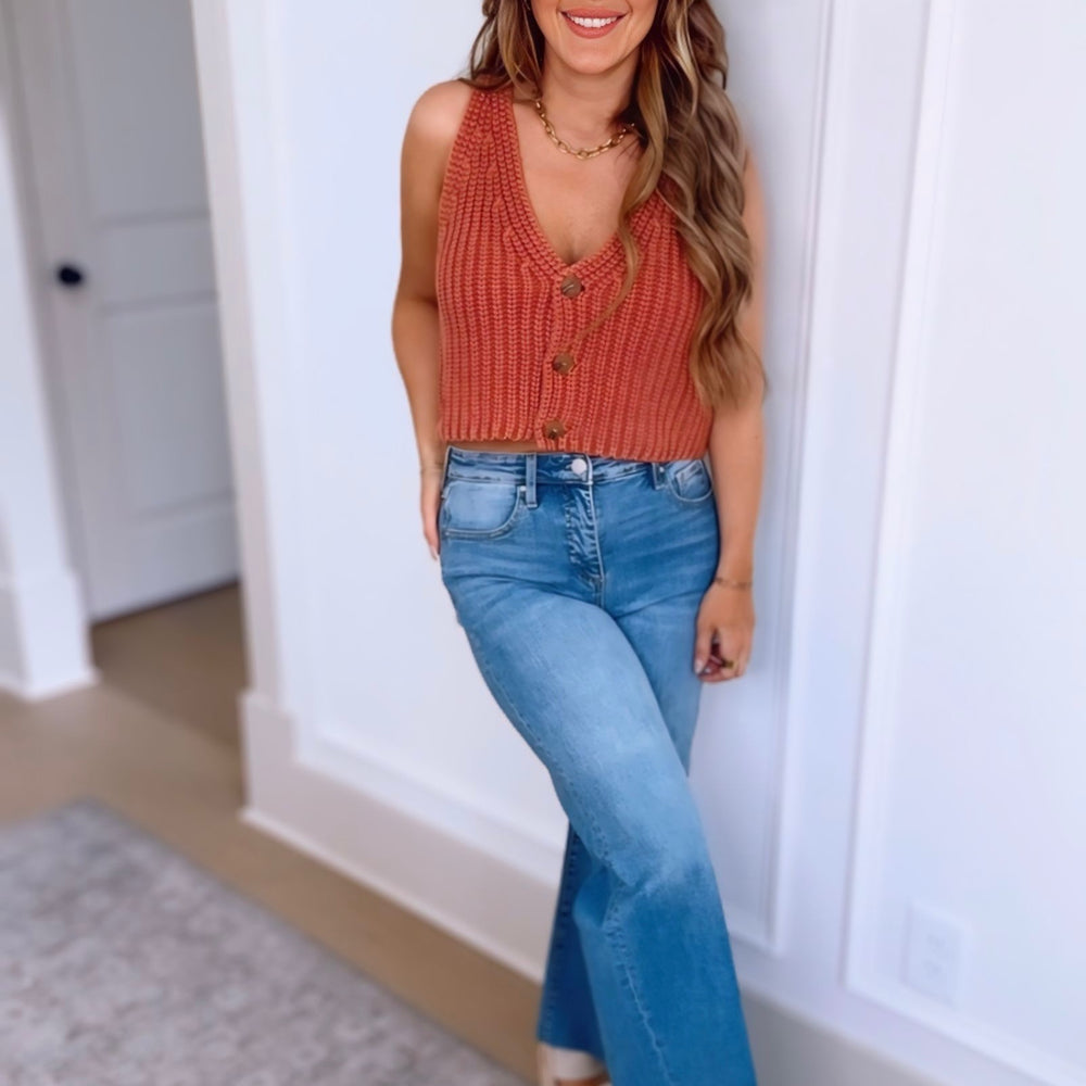 
                      
                        Rowan Button Down Sleeveless Sweater Top
                      
                    