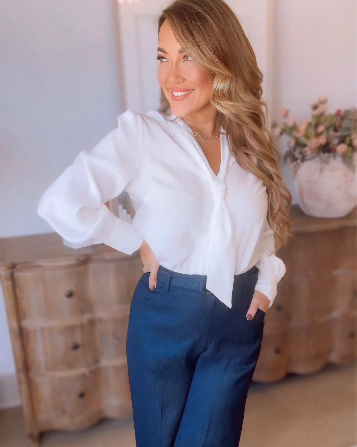 Anastasia Front Tie Blouse- 2 Colors