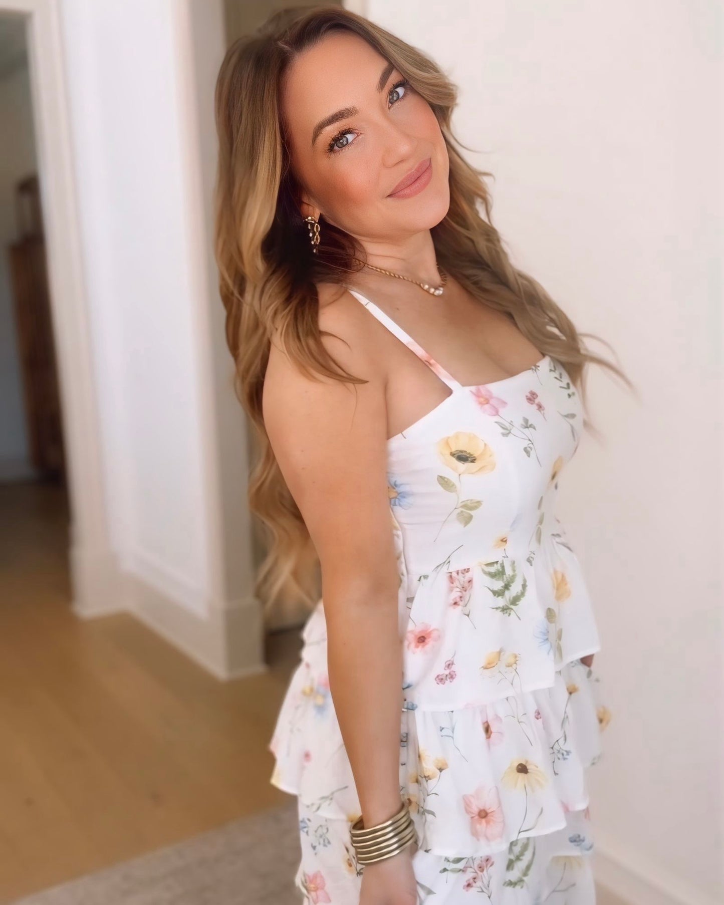 Freya Floral Tiered Midi Dress