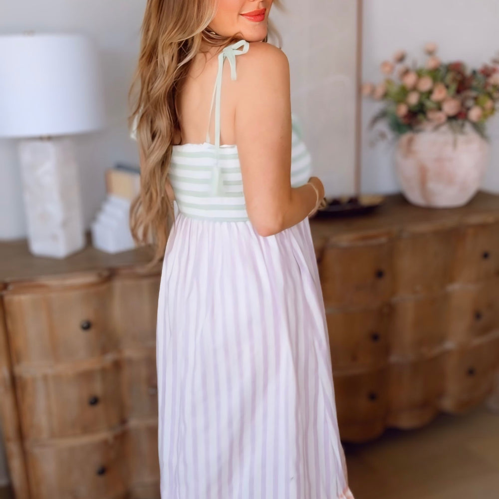 Belle Color Block Striped Maxi Dress
