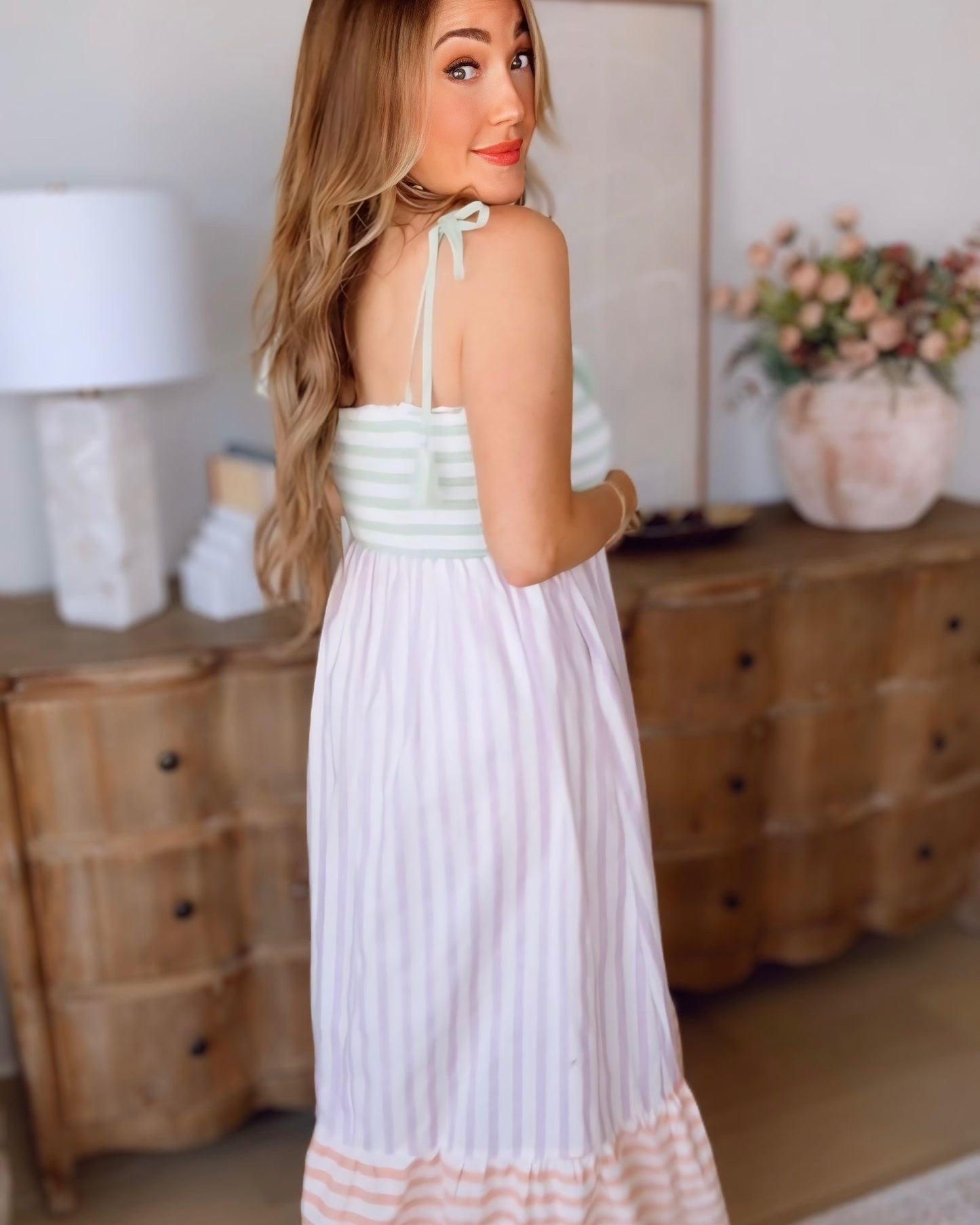 Belle Color Block Striped Maxi Dress