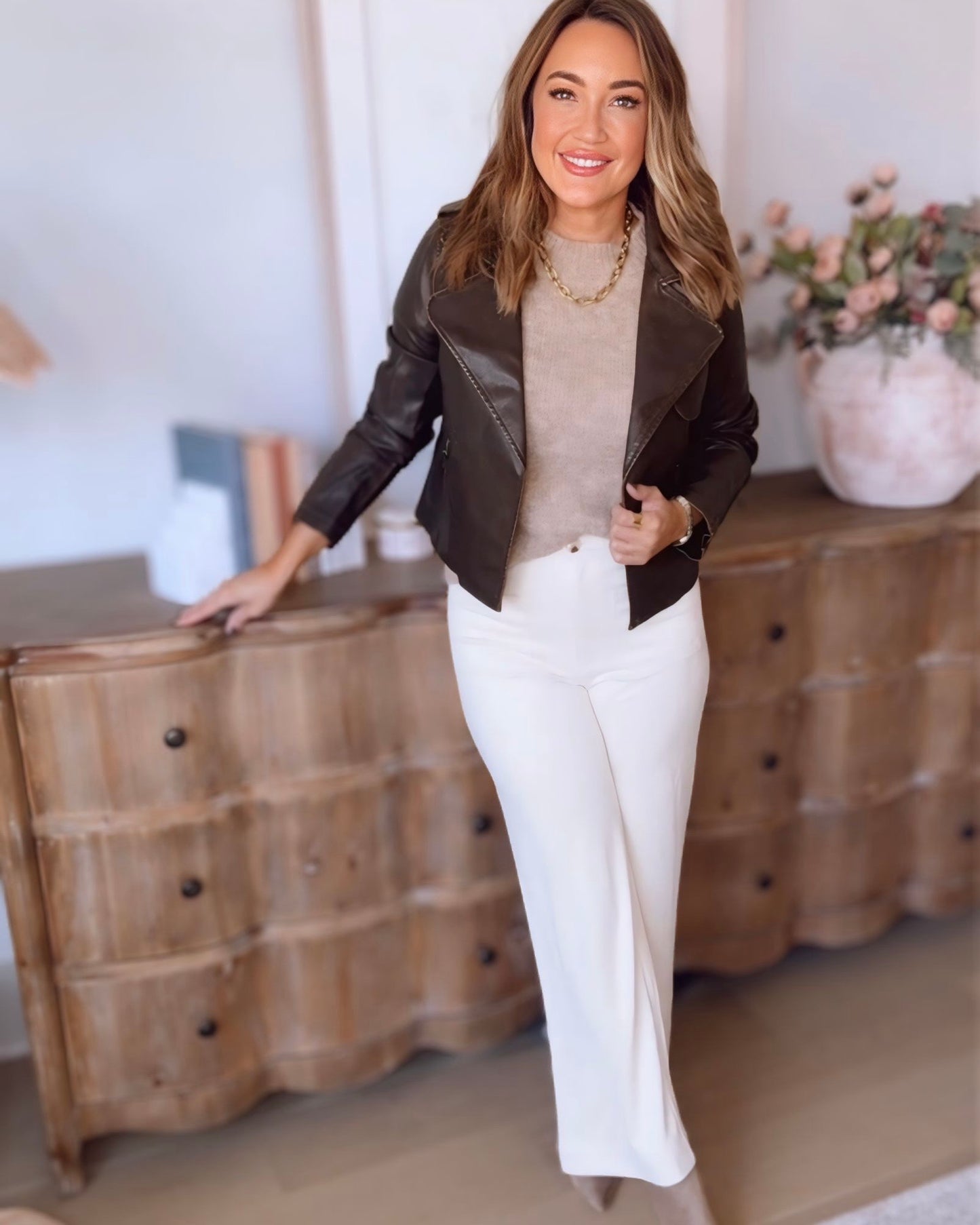 Timeless Vegan Leather Distressed Moto Jacket