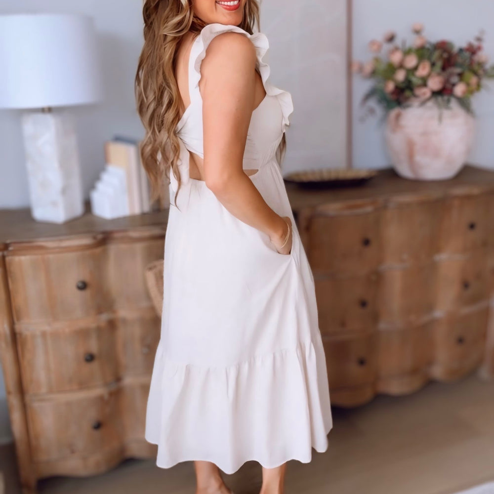 Ruby Striped Ruffle Sleeve Maxi