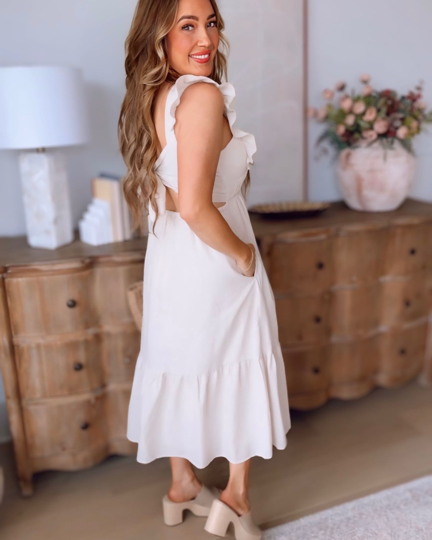 Ruby Striped Ruffle Sleeve Maxi