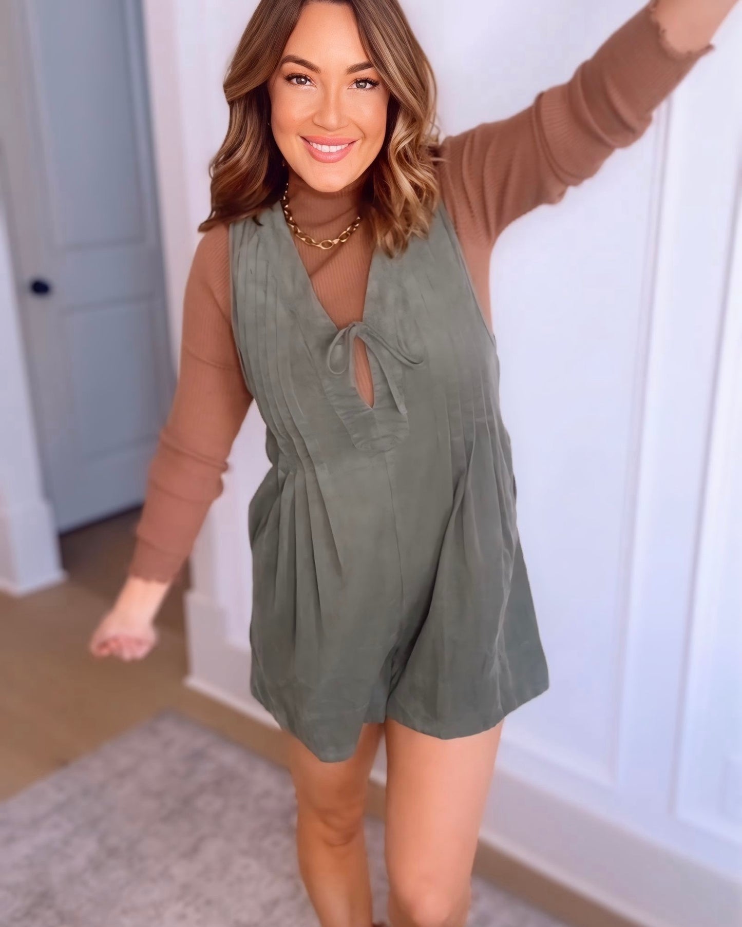 Elle Corduroy Pleated Romper