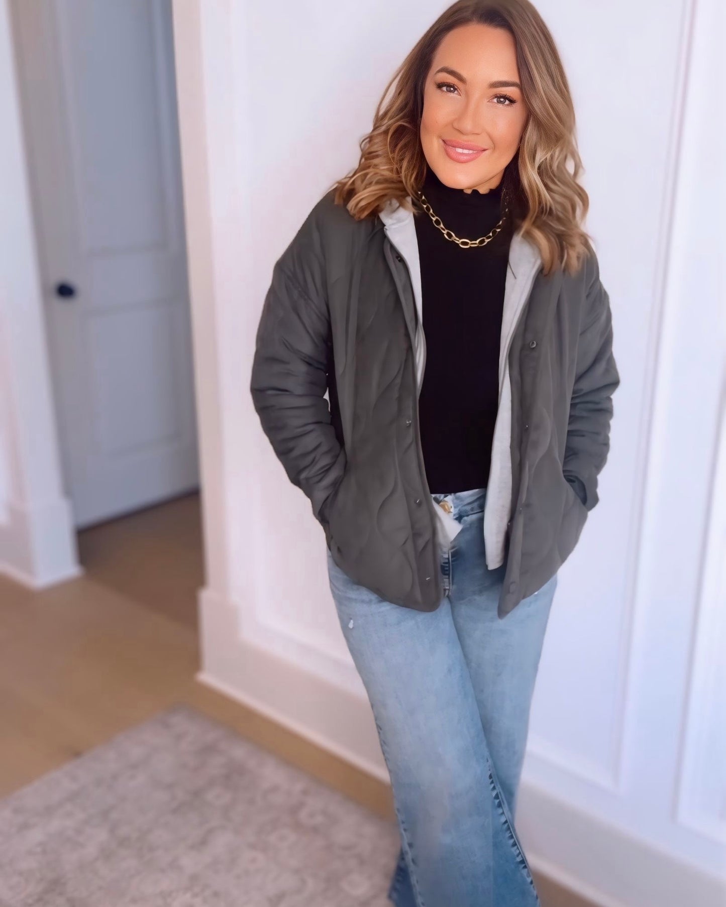 Alexi Quilted Jacket W/ Contrast Hood