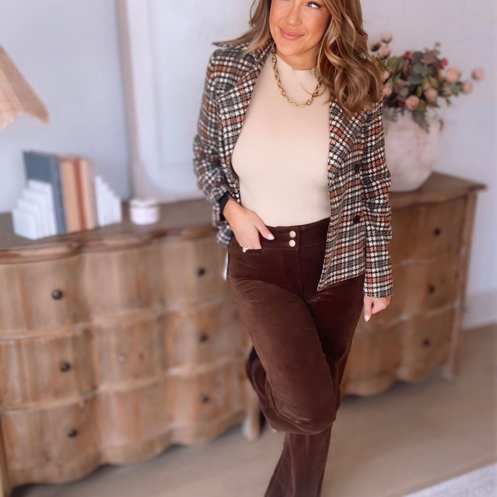 KUT- Meg Corduroy Wide Leg Pant- Brown
