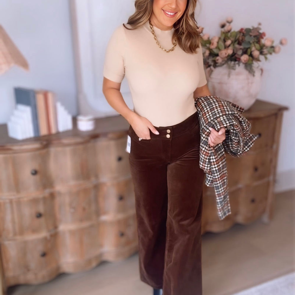 KUT- Meg Corduroy Wide Leg Pant- Brown