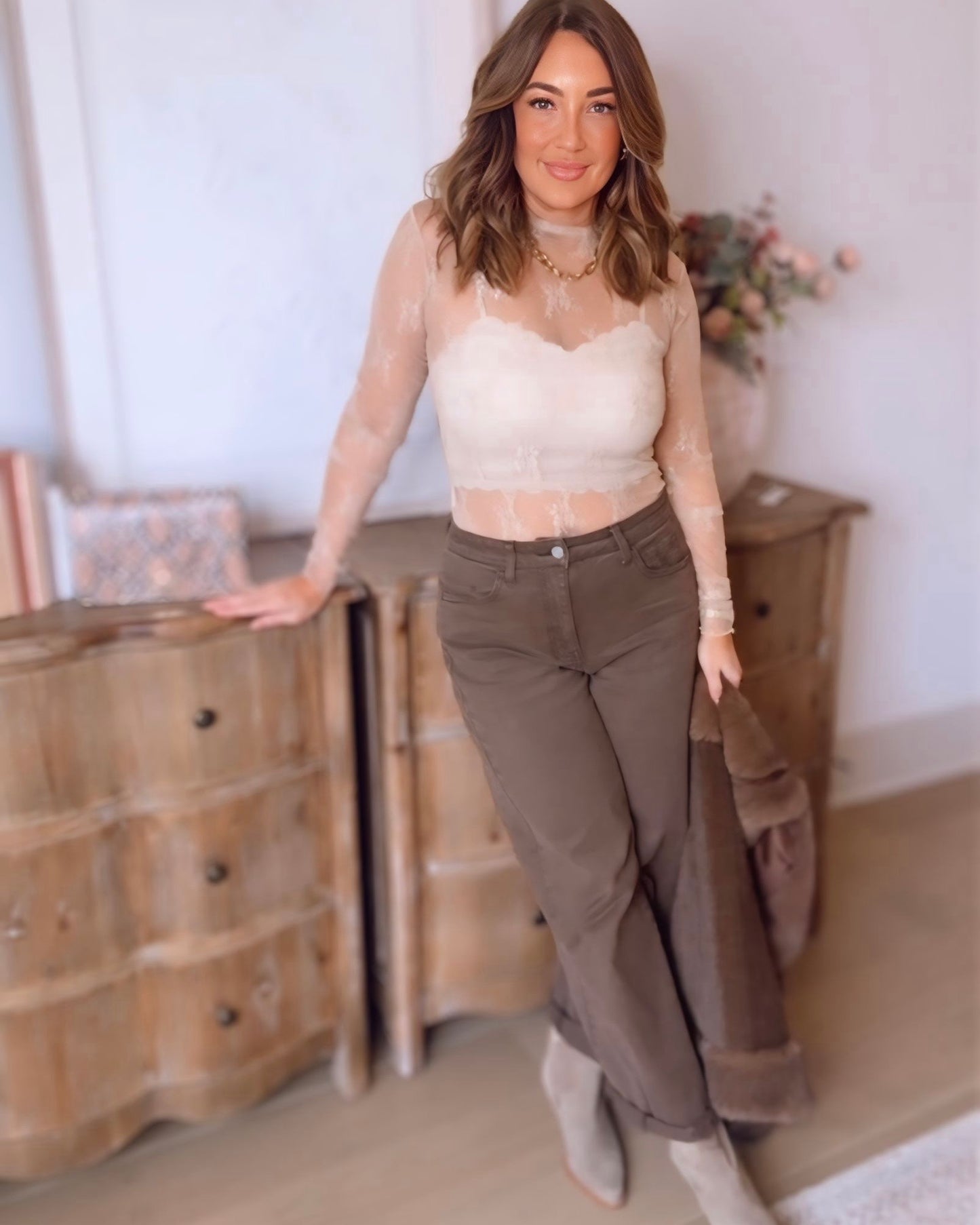 Striped Patterned Scallop Edge Bralette