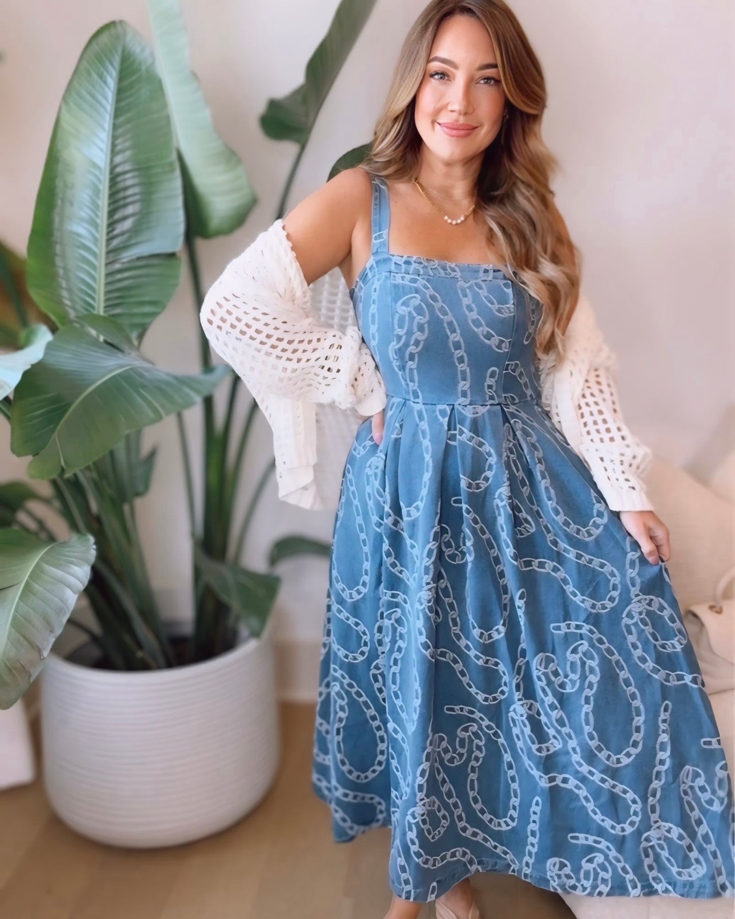 Lennox Jacquard Denim Midi Dress