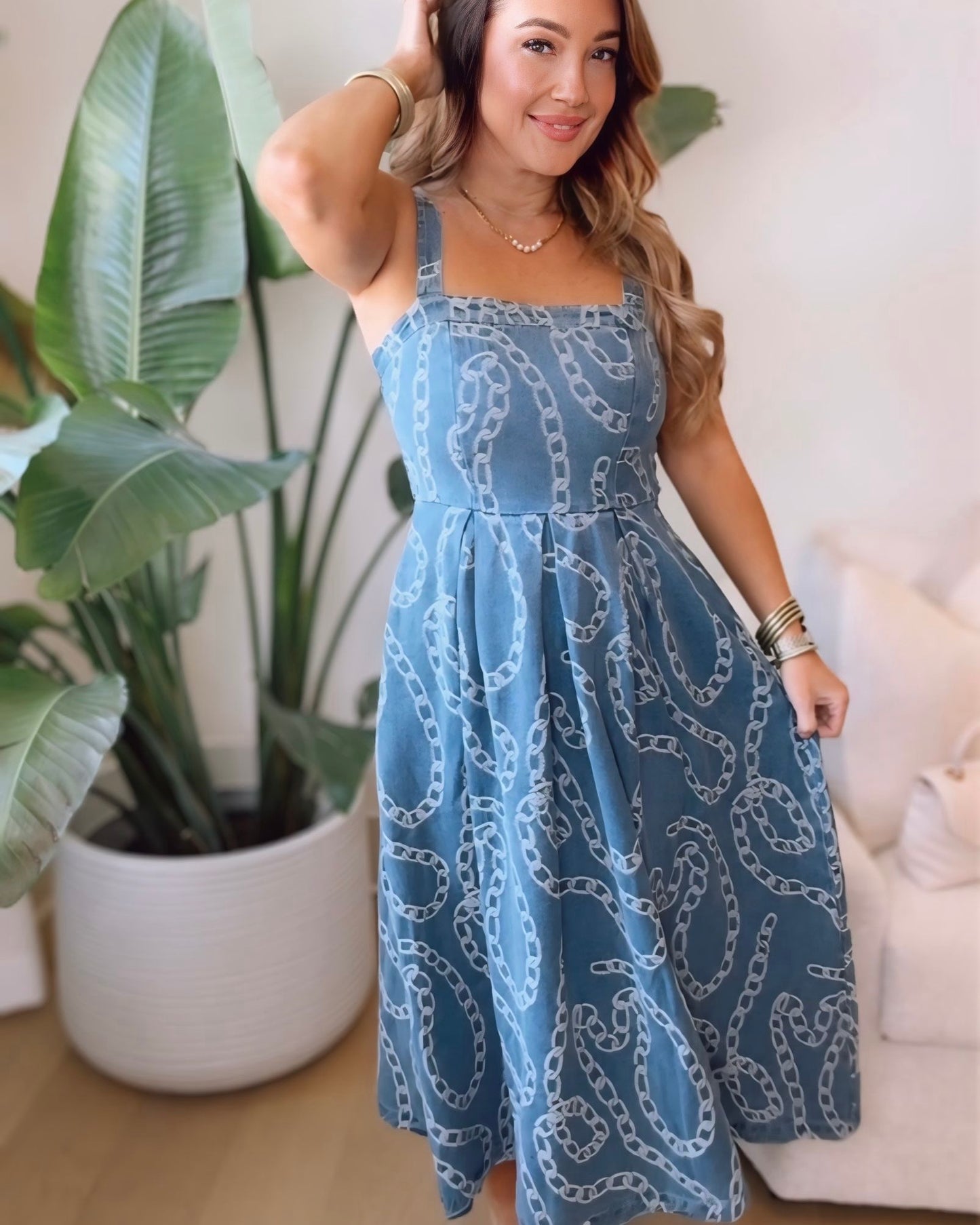 Lennox Jacquard Denim Midi Dress