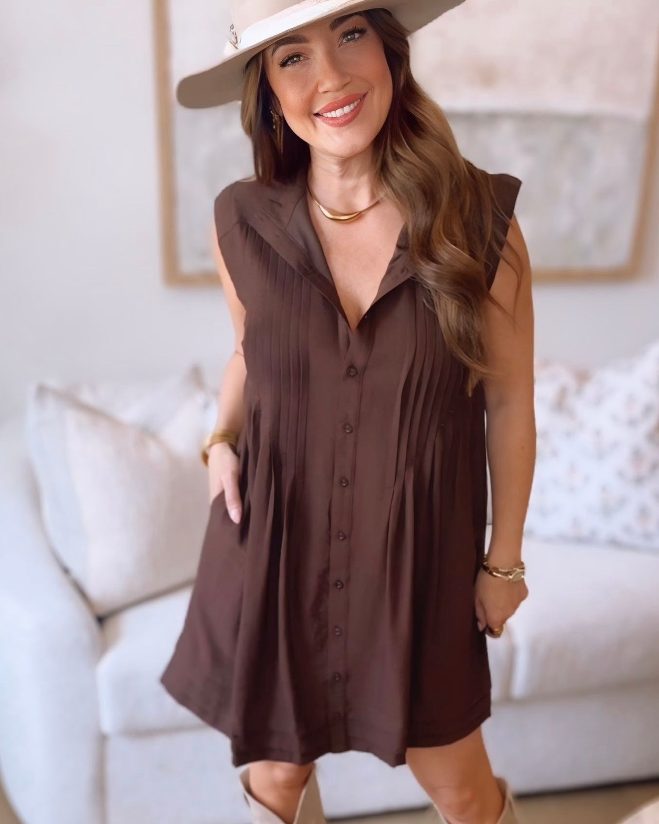Lennon Pleated Mini Dress