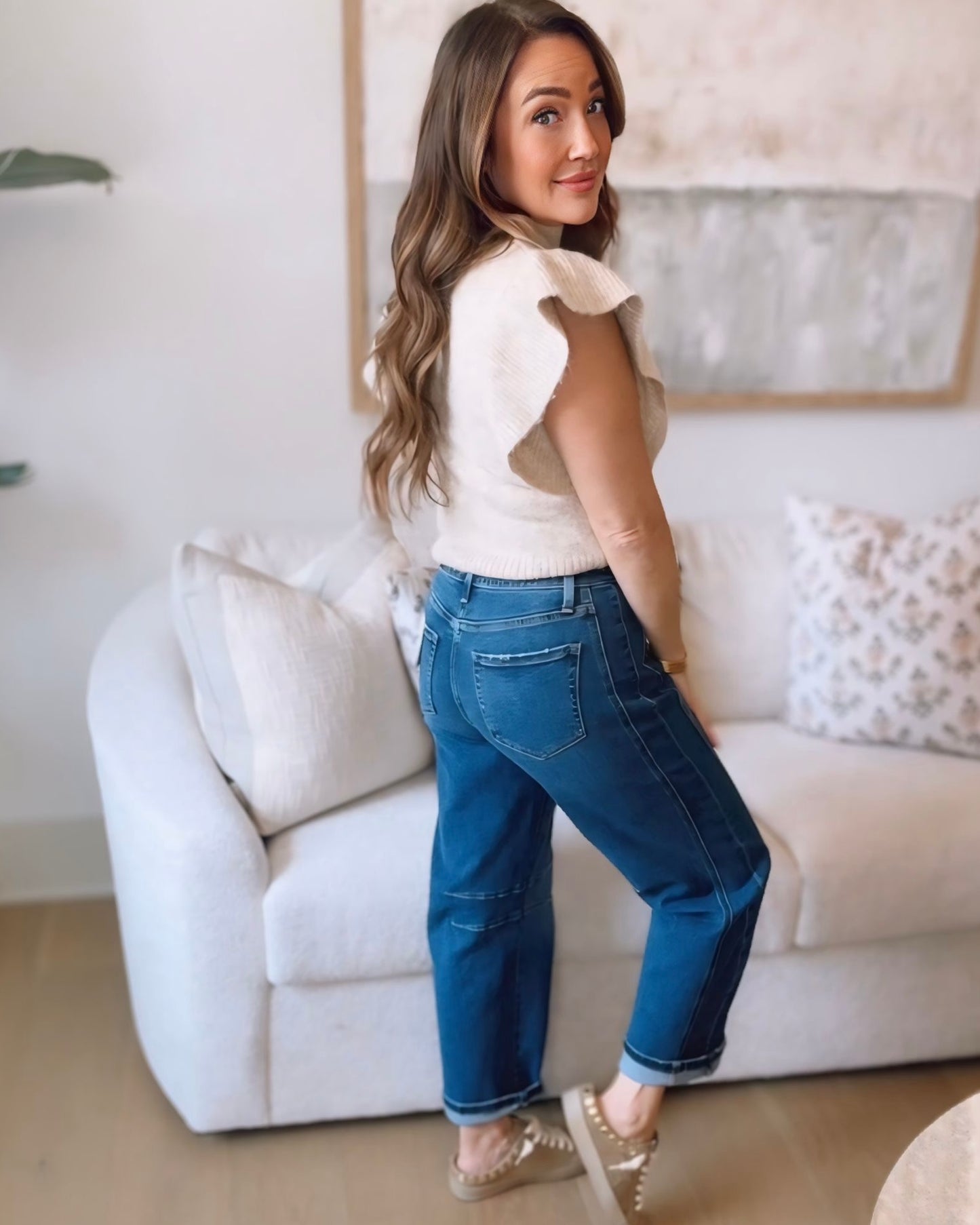 Kasey Mock Neck Flutter Sleeve Knit Top