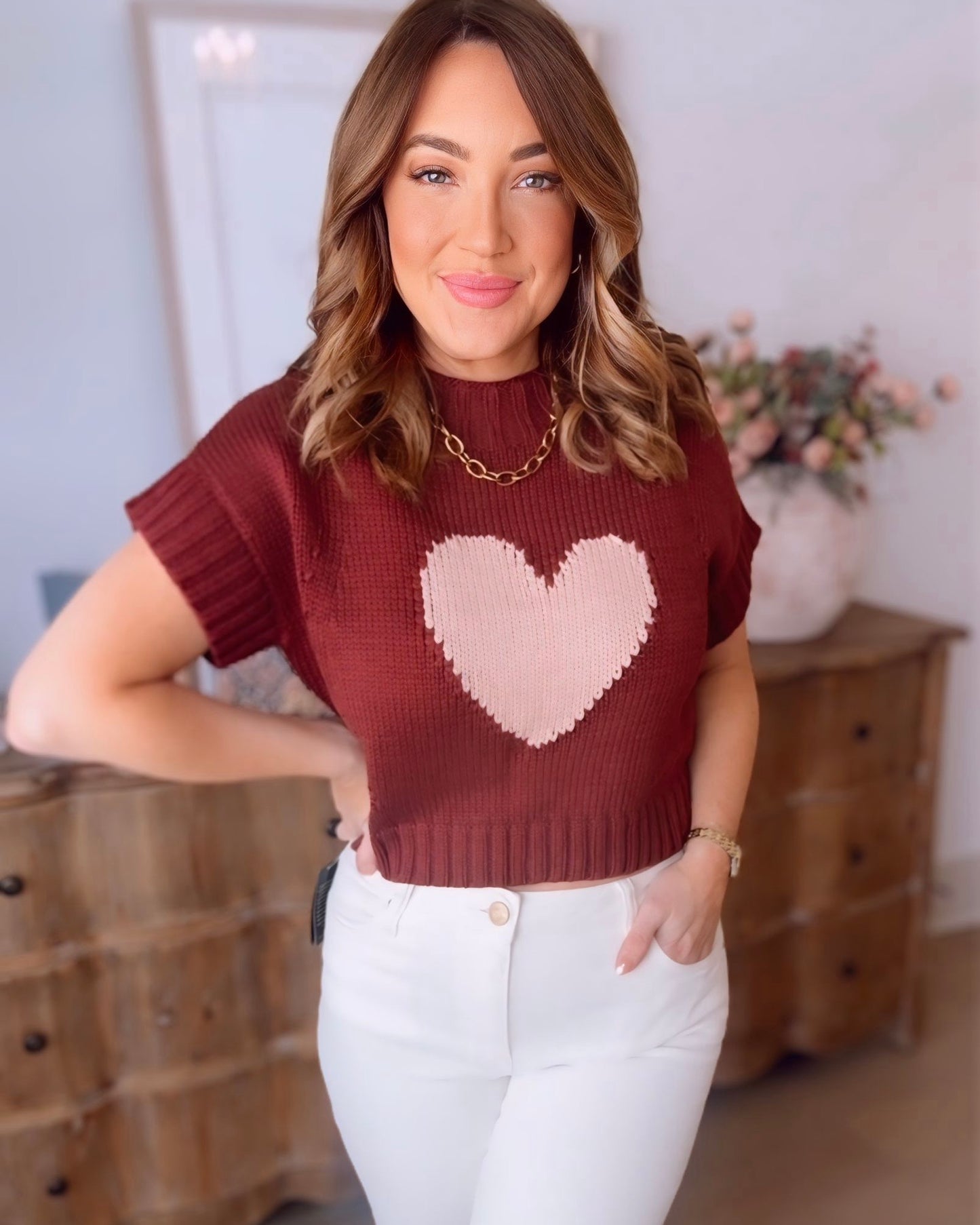 In Your Heart Mock Neck Sweater Top