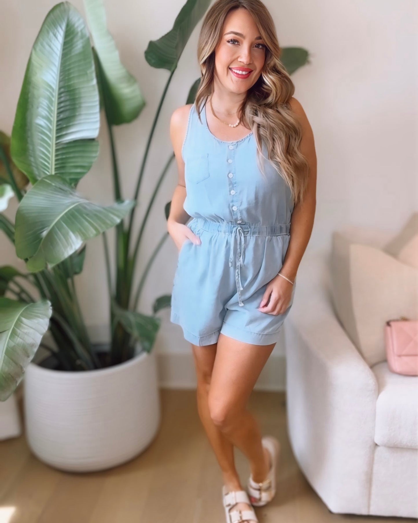 Rowan Sleeveless Henley Romper