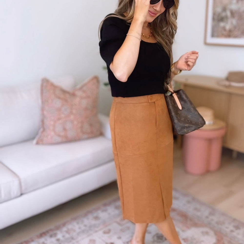 
                      
                        Read All About It Suede Skirt
                      
                    