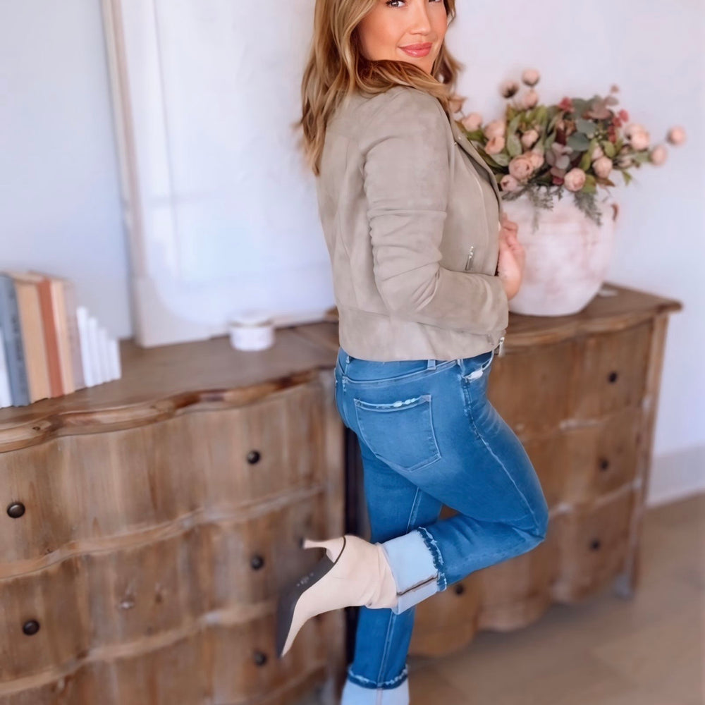 Greta Suede Moto Jacket
