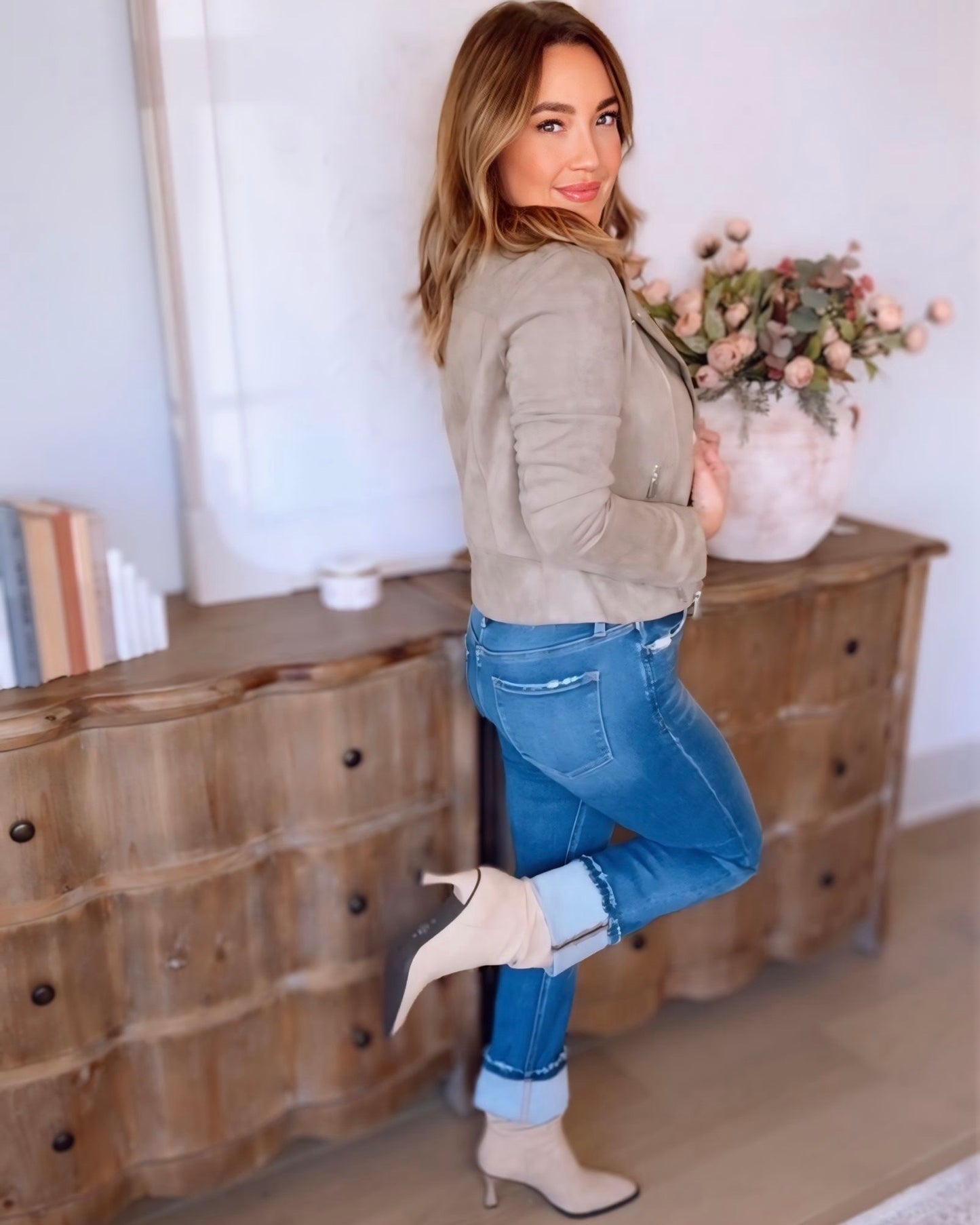 Greta Suede Moto Jacket
