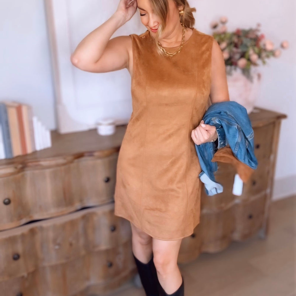 Peyton Sleeveless Suede Dress