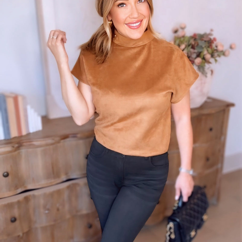 Camden Button Detail Suede Top
