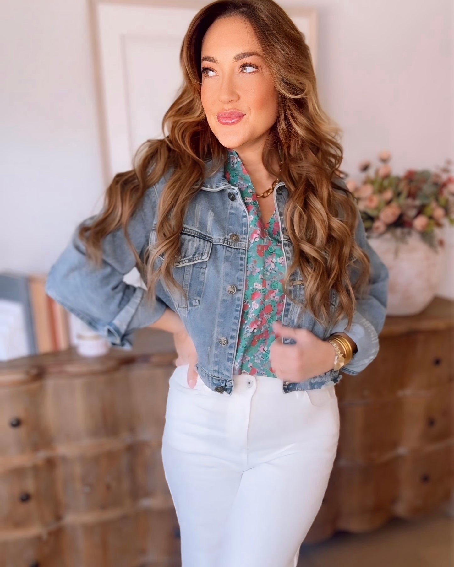 Cropped Distressed Denim Jacket- 2 Colors