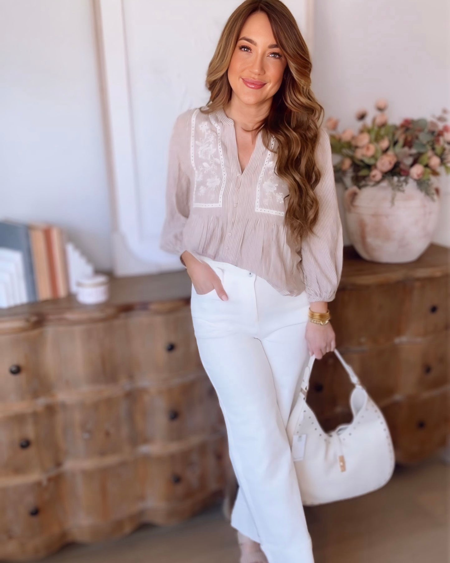 Eliza Embroidered Woven Top