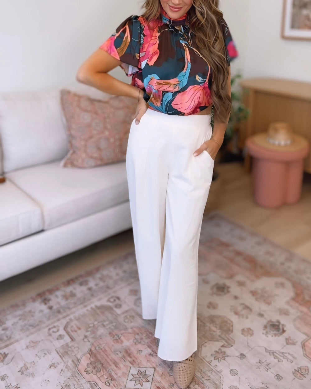 Anslie Ivory Wide Leg Pants