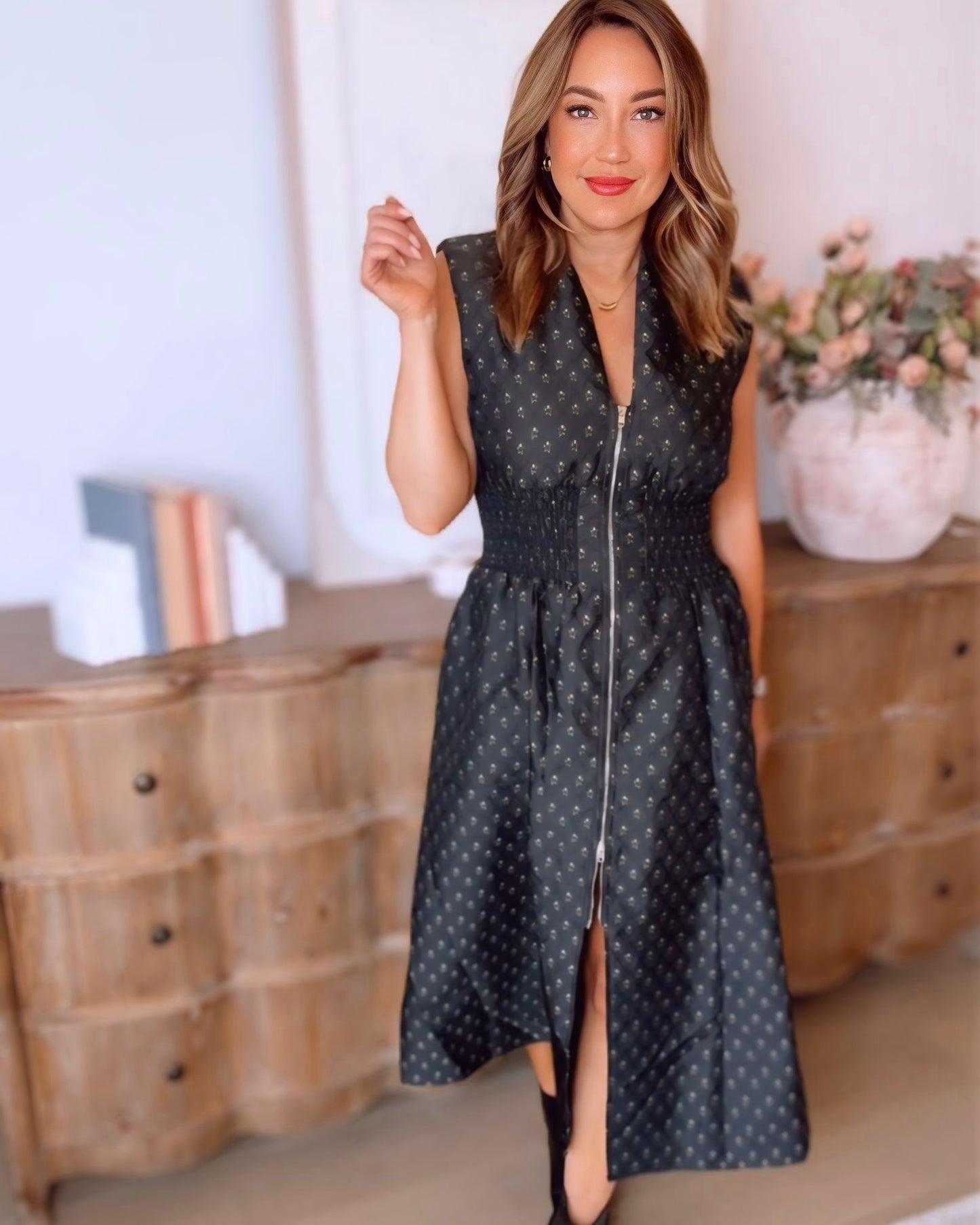 Mia Zip-Up Midi Dress