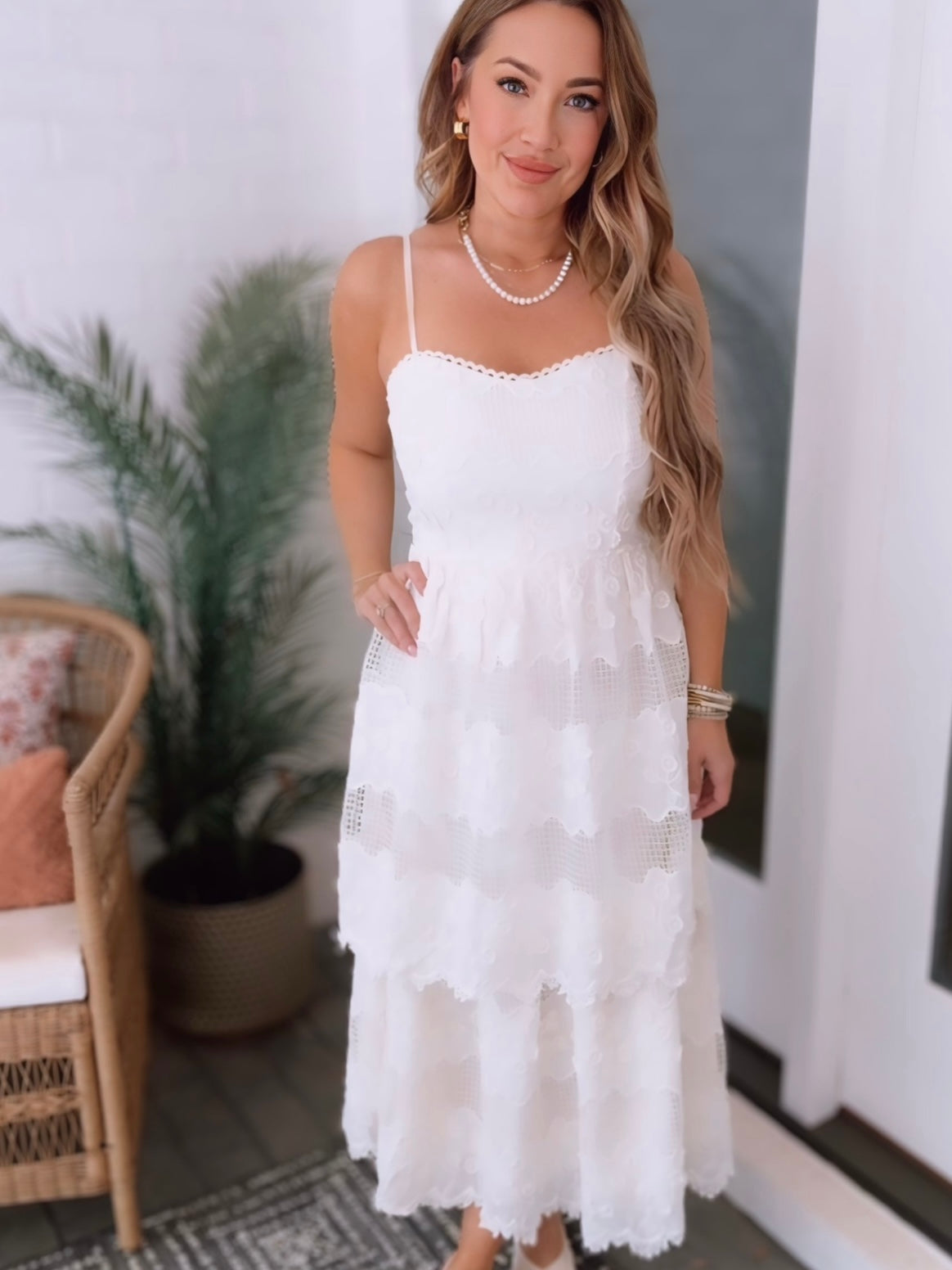 Whimsical Dreams Lace Tiered Midi
