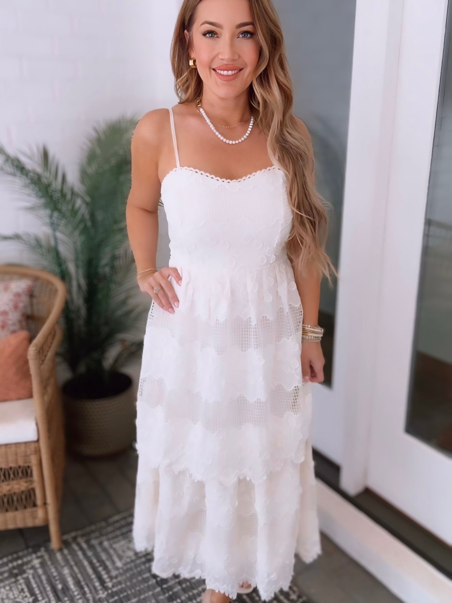 Whimsical Dreams Lace Tiered Midi