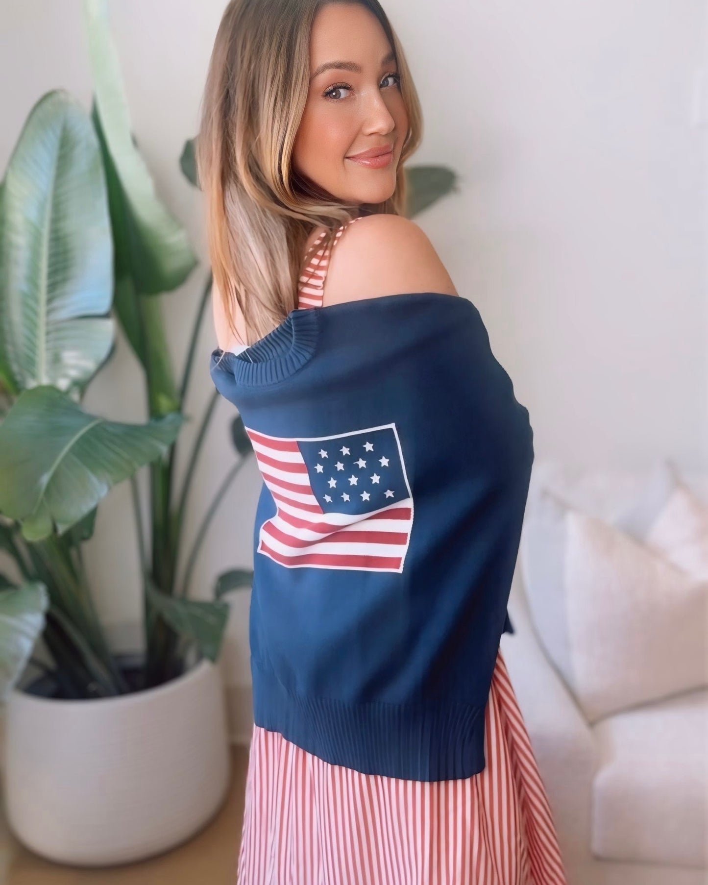 American Flag Knit Pullover Sweater- 3 Colors