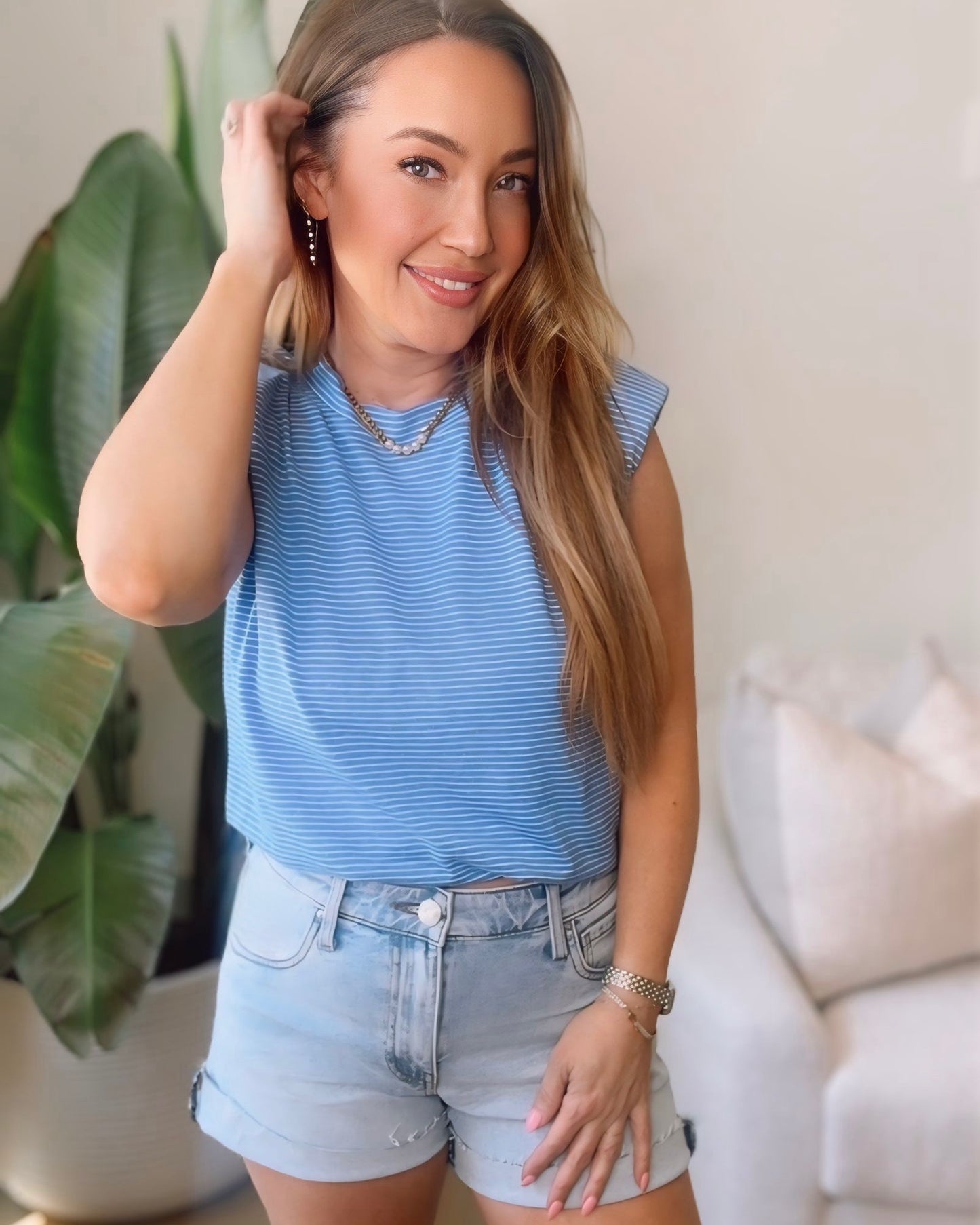 Izzy Stripe Bubble Hem Top -2 Colors