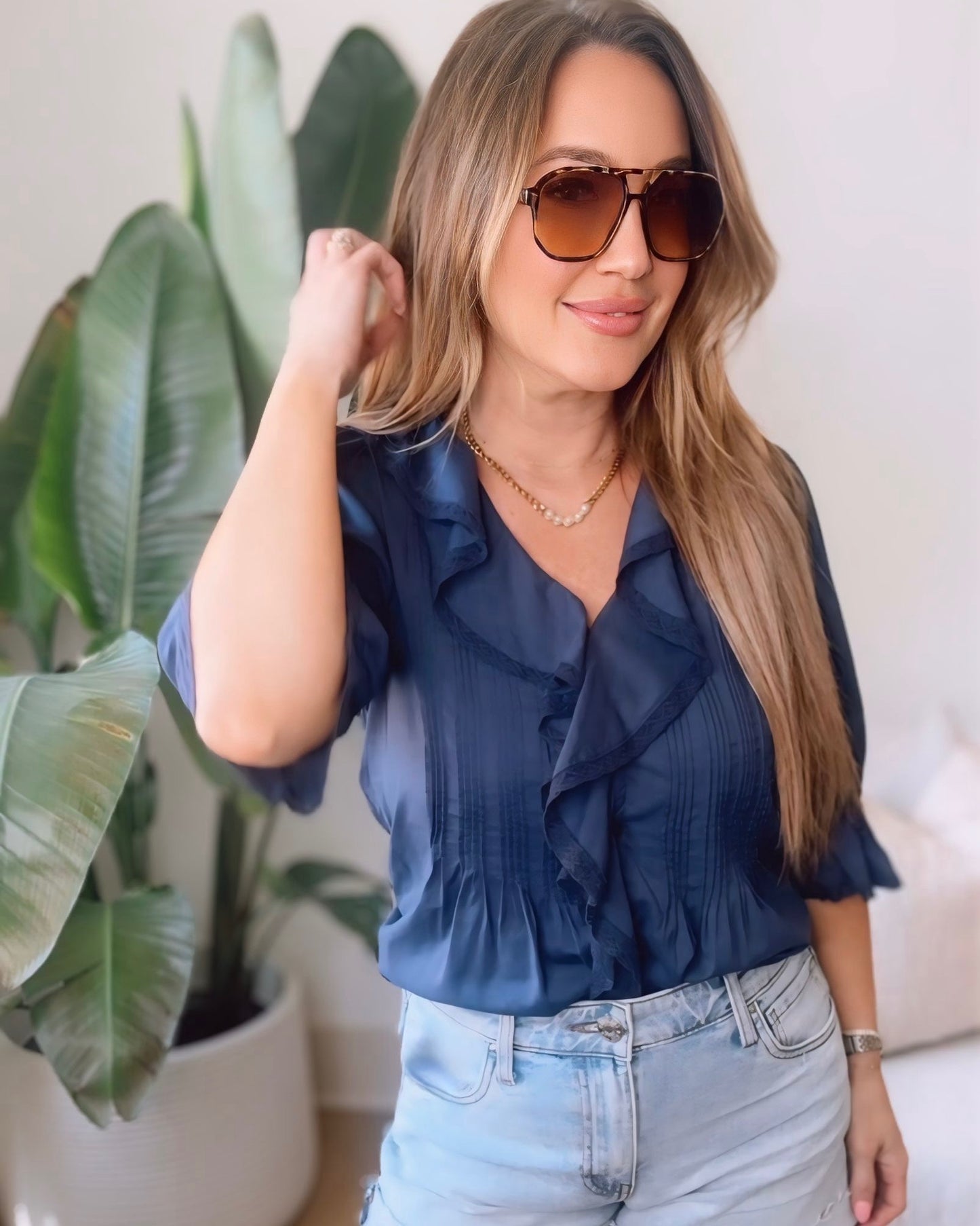 Lucille Ruffled Pintuck Blouse- 2 Colors
