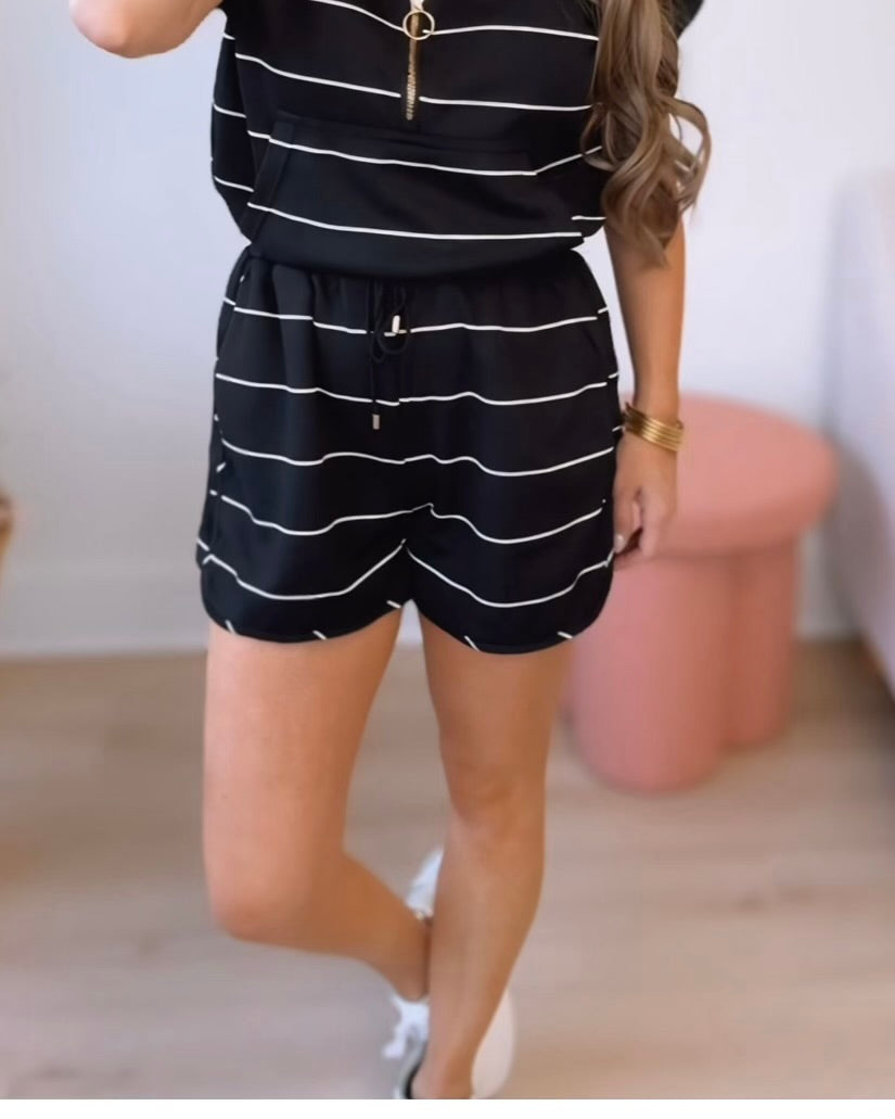 Cruising Through Striped Shorts