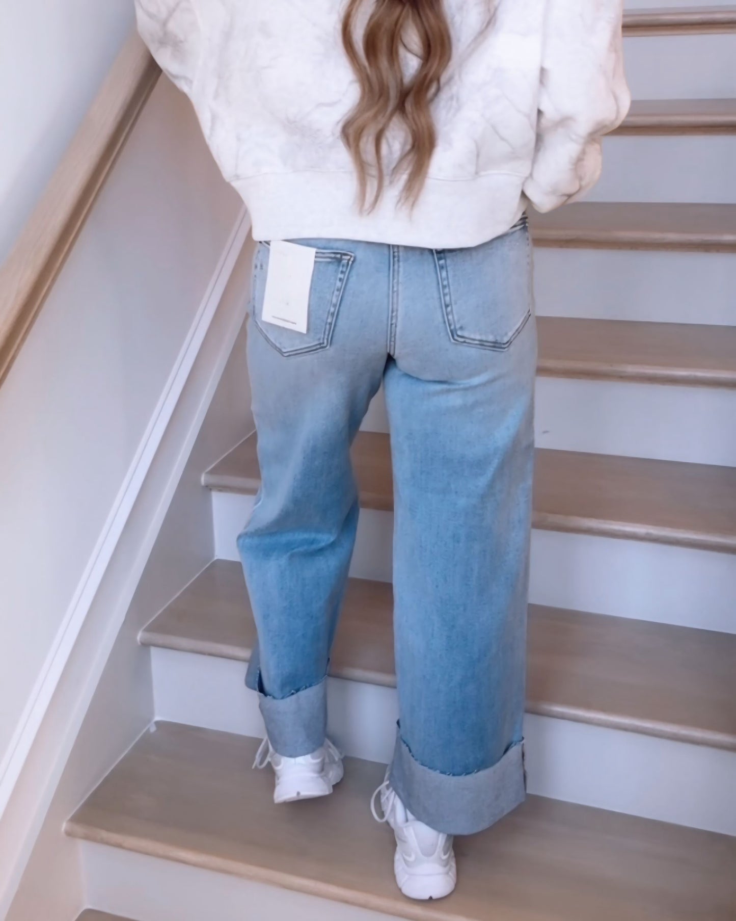 Hidden- Wide Leg Cuffed Denim